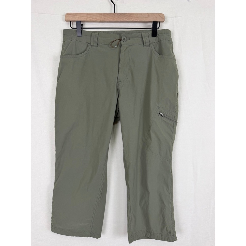 Eddie Bauer Rainier Nylon Stretch Capri Pants Womens 12 Green Hiking Trail
